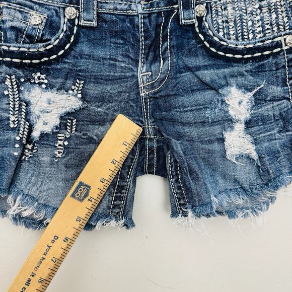 Miss Me Jeweled Cut Off Denim Shorts Women’s Size 25 - Picture 3 of 6